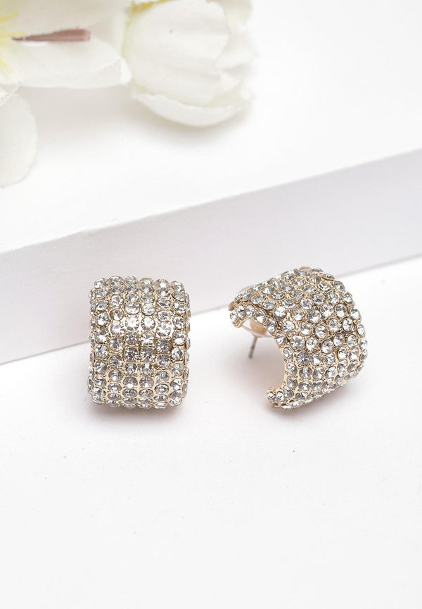 Boucles d'oreilles à tige en cristal doré