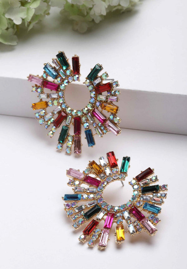 Boucles d'oreilles cristaux de soleil multicolores