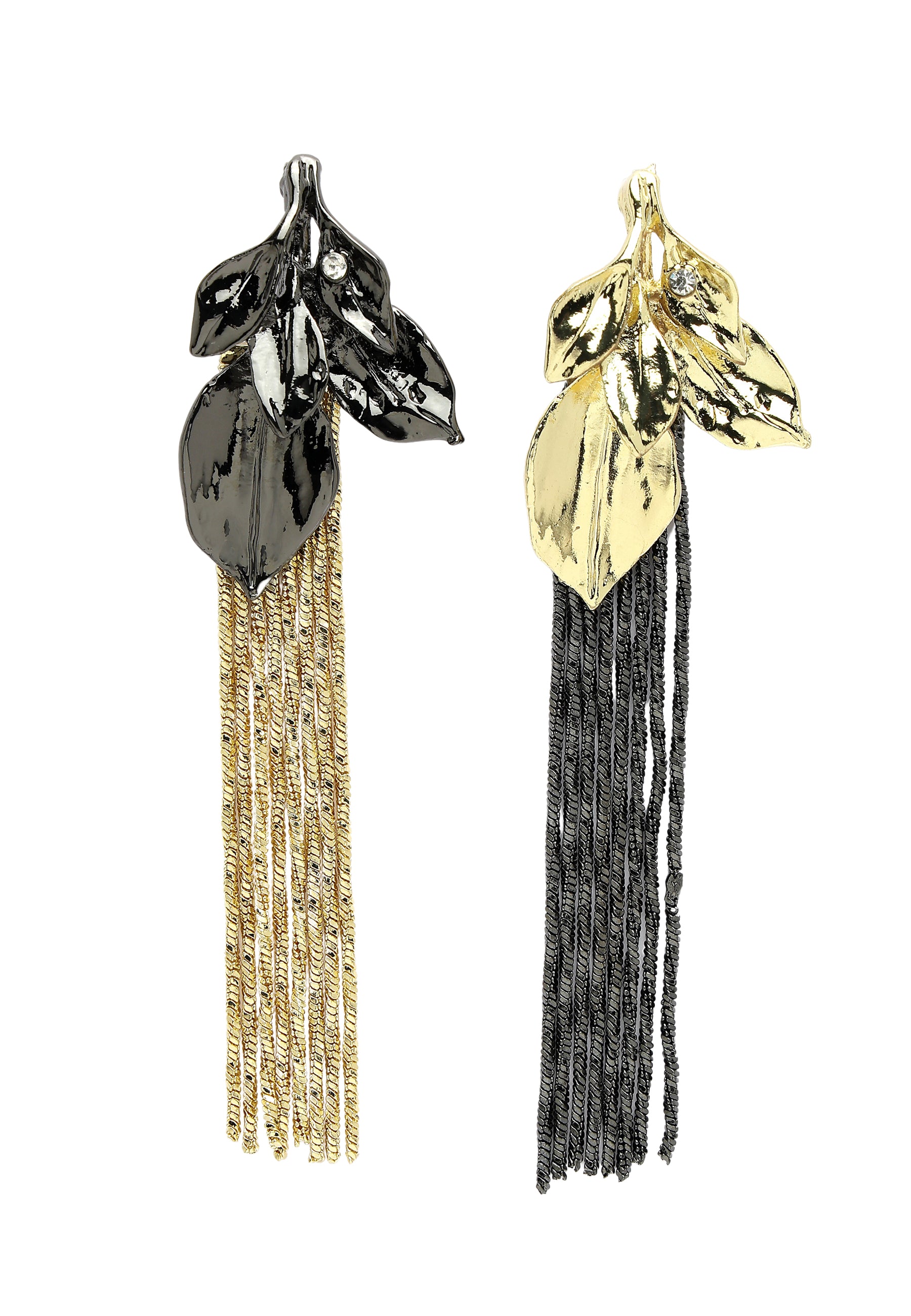 Bladeren Lange Fringe Oorbellen