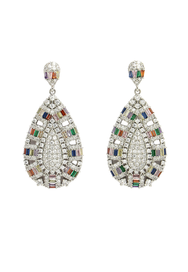 Boucles d'oreilles pendantes en zircone cubique royale