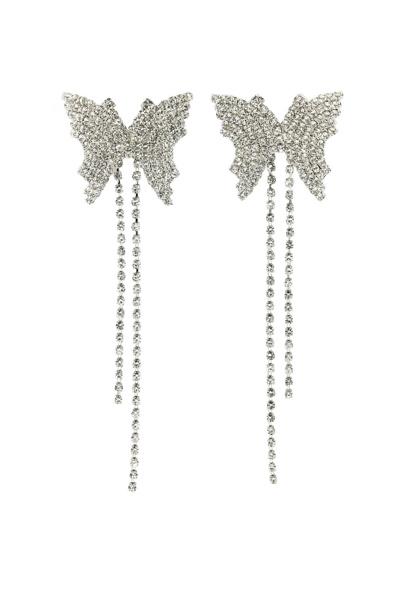 Boucles d'oreilles pendantes papillon cloutées en cristal