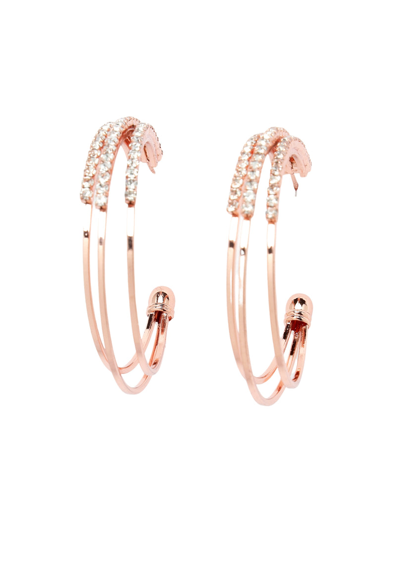 Boucles d'oreilles en cristal en forme de C en or rose