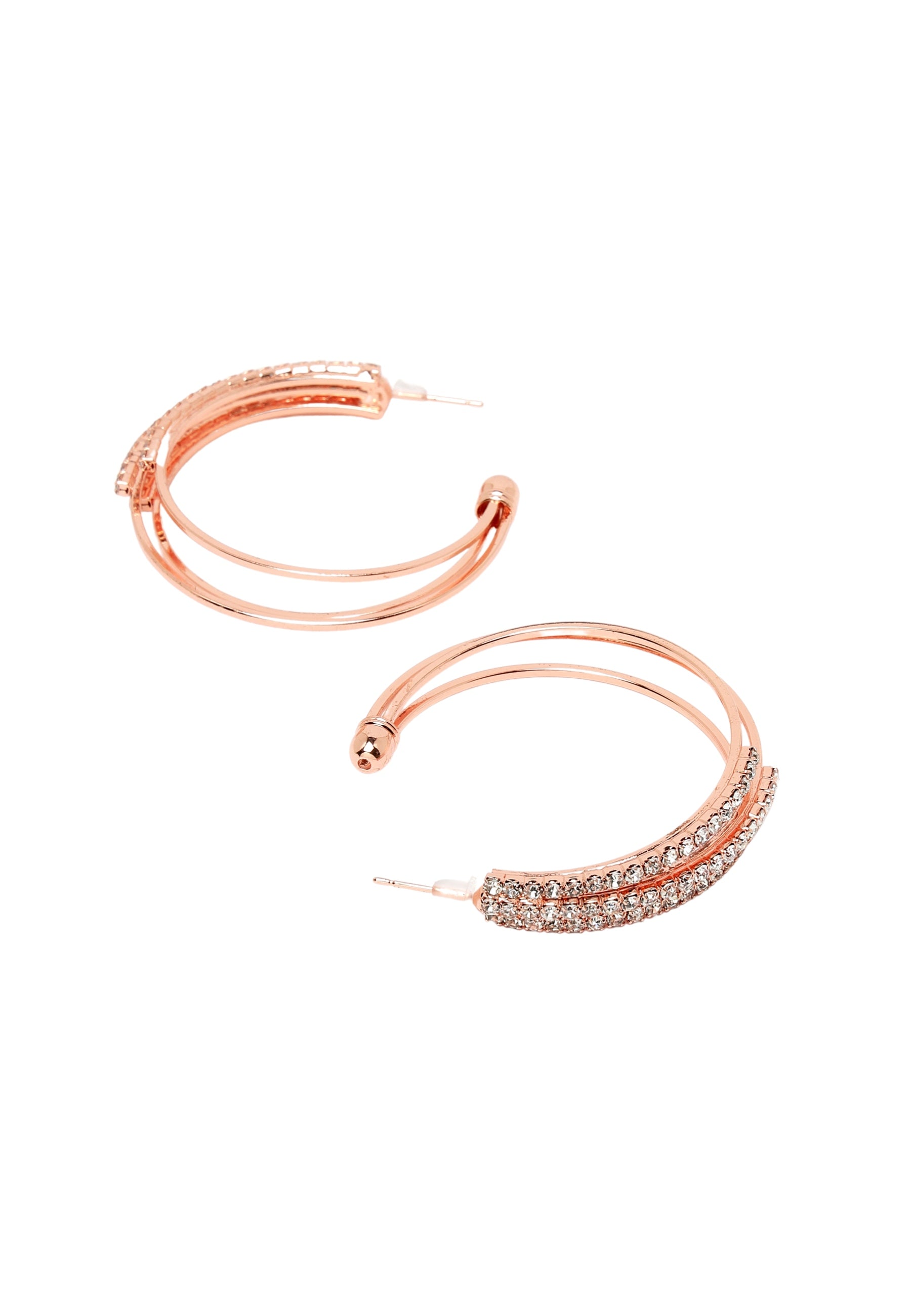 Pendientes de cristal en forma de C en oro rosa