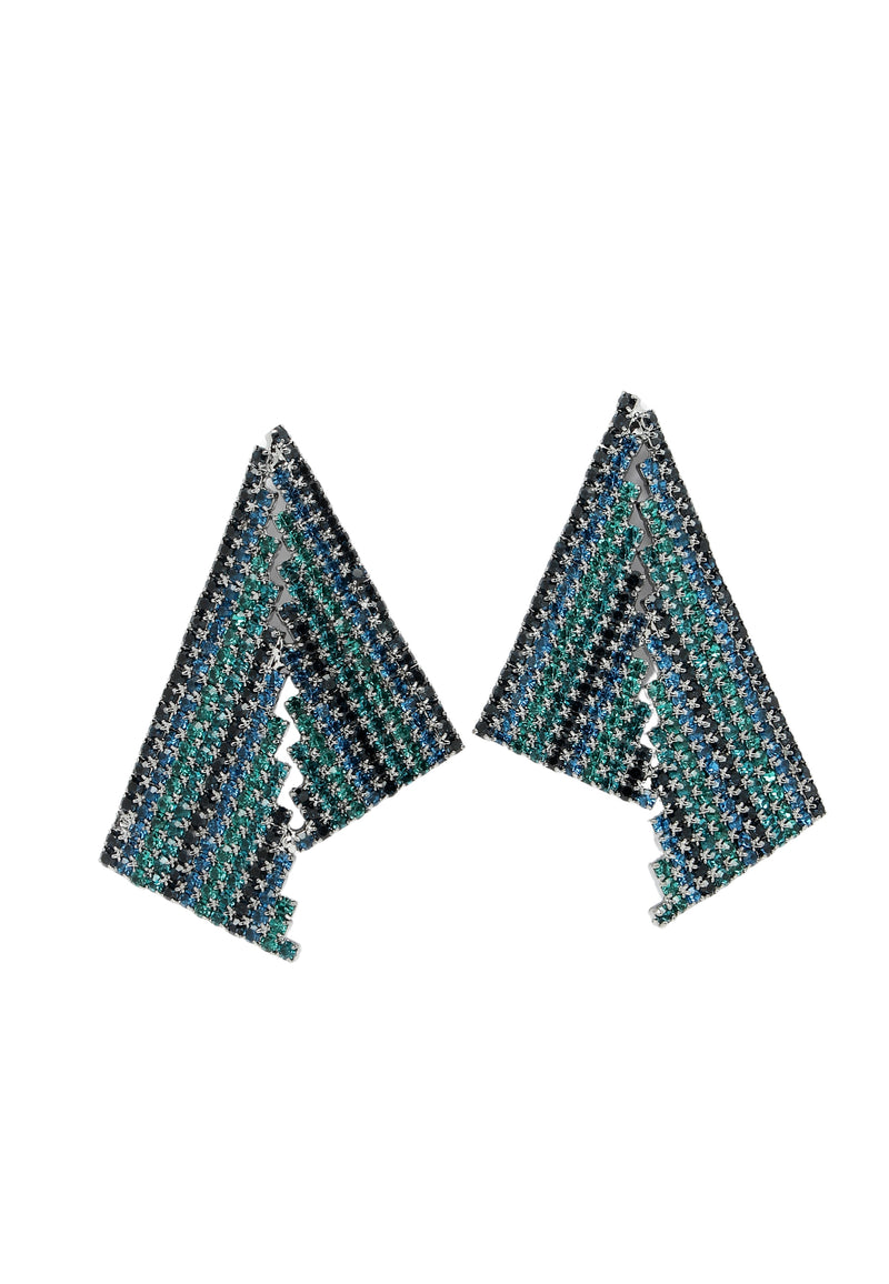 Orecchini a triangolo asimmetrico in cristallo blu
