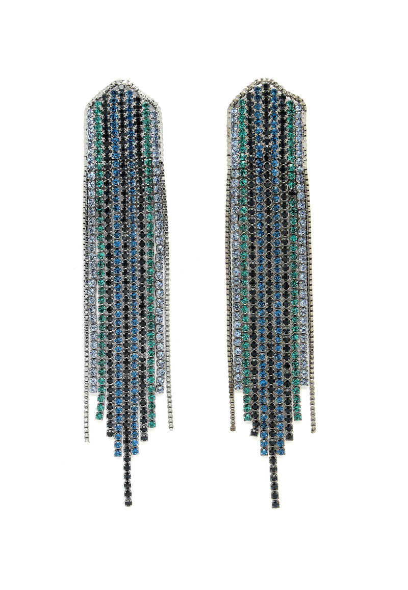 Boucles d'oreilles à franges en cristal bleu