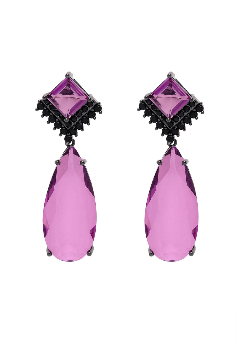 Boucles d'oreilles violettes en forme de goutte d'eau